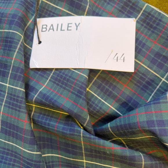 NWT Bailey 44 SZ L Navy Plaid Twin Fin Off the Shoulder Top! - Picture 12 of 14
